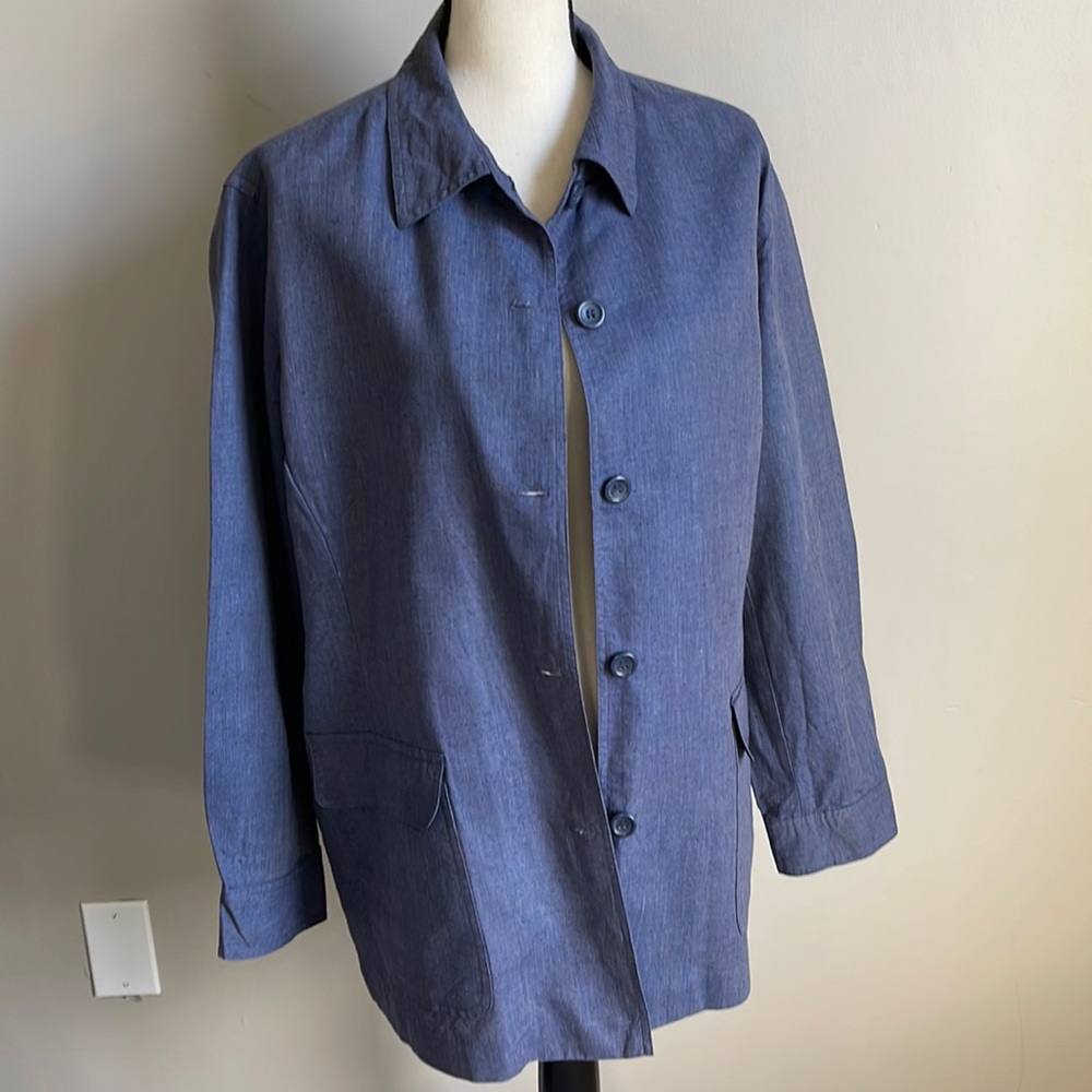 Jessica Holbrook Vintage Easy Care Linen-Cotton Button-Down Shirt/Jacket Size2X